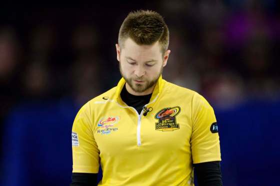 ADRIAN WYLD / THE CANADIAN PRESSTeam McEwen skip Mike McEwen reacts to a missed shot during sixth end of men's final at the 2017 Roar of the Rings Canadian Olympic Curling Trials action against the Team Koe in Ottawa on Sunday, December 10, 2017.