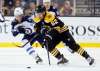 (AP Photo/Michael Dwyer)
Winnipeg Jets' Patrik Laine (29), of Finland, defends against Boston Bruins' Sean Kuraly (52) during the first period of an NHL hockey game in Boston, Thursday, Dec. 21, 2017.