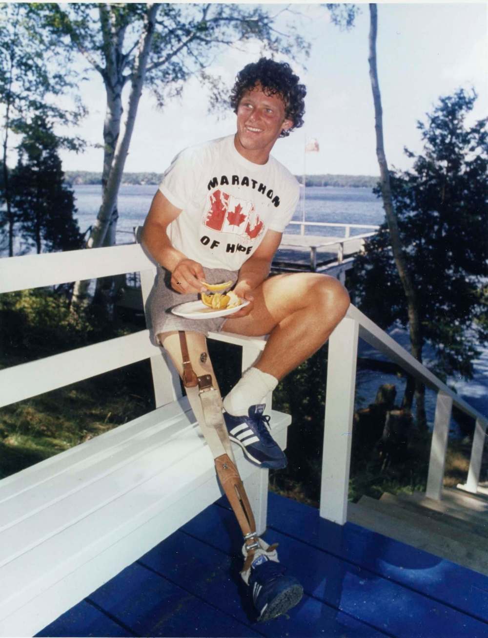 Boris Spremo
Terry Fox rests in July 1980 at the end of his daily run, near North Bay, Ont., on the north shore of Lake Superior.
