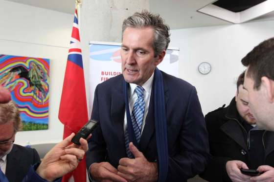 RUTH BONNEVILLE / WINNIPEG FREE PRESS FILESPremier Brian Pallister's left arm is still in a sling two months after breaking it while hiking in New Mexico. Doctors say his recovery time could be as long as six months.