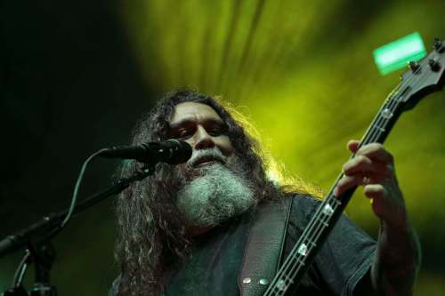 Vocalist/bassist Tom Araya of Slayer performs in July 2017. (Brent N. Clarke / The Associated Press)