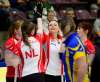 Sean Kilpatrick / The Canadian Press
Newfoundland skip Stacie Curtis (centre) gives a high-five as her team celebrates a win over British Columbia at the Scotties Tournament of Hearts in Penticton, B.C., Monday.