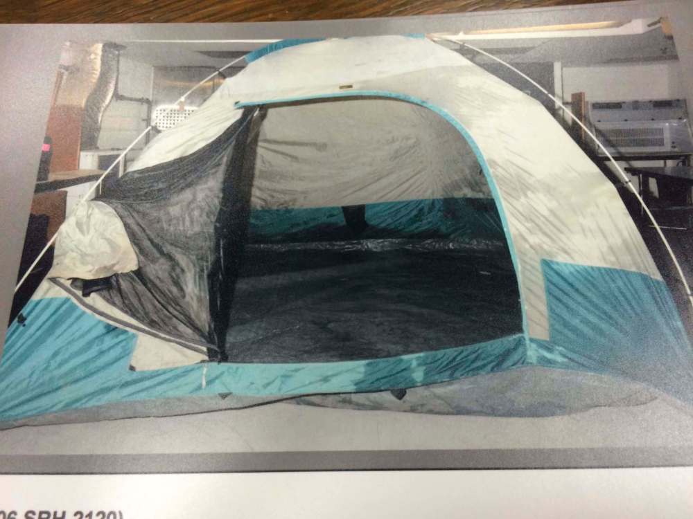 A tent Cormier lived in on Alexander Avenue in summer 2014.