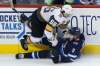 Vegas Golden Knights Erik Haula (56) and Winnipeg Jets' Andrew Copp (9) collide during third period NHL action in Winnipeg on Thursday, February 1, 2018. THE CANADIAN PRESS/John Woods