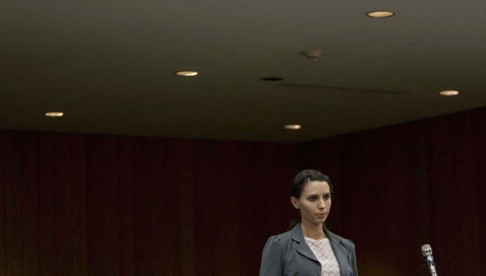 Cory Morse / MLive.com files
Rachael Denhollander, one of the first women to go public with accusations against Larry Nassar, gives her statement during his sentencing at Eaton County Circuit Court in Charlotte, Mich., on Feb. 2.