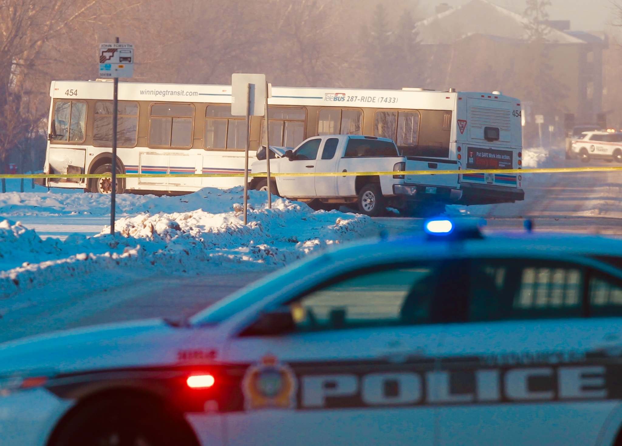 John Forsyth Road, Warde Avenue now open after bus, truck collide