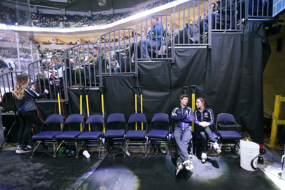Jon Kapak and Carly Mastromonaco hangout prior to the first period.
