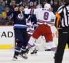 Trevor Hagan / The Canadian Press
Winnipeg Jets' Matt Hendricks (15) fights New York Rangers' Cody McLeod (8) during second period NHL hockey action in Winnipeg, Sunday, February 11, 2018.