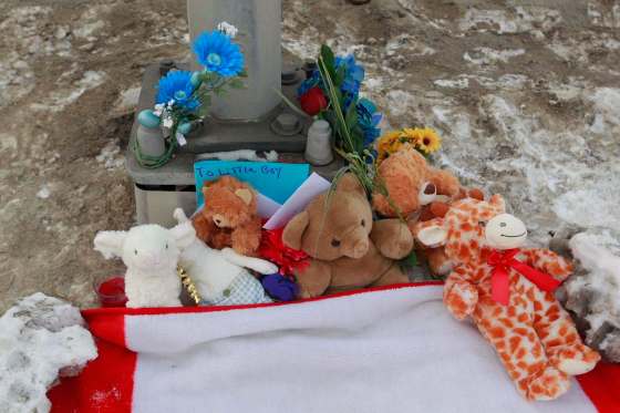 A memorial of items have been left at the crosswalk on St. Anne’s Road between Varennes and Bank avenues.