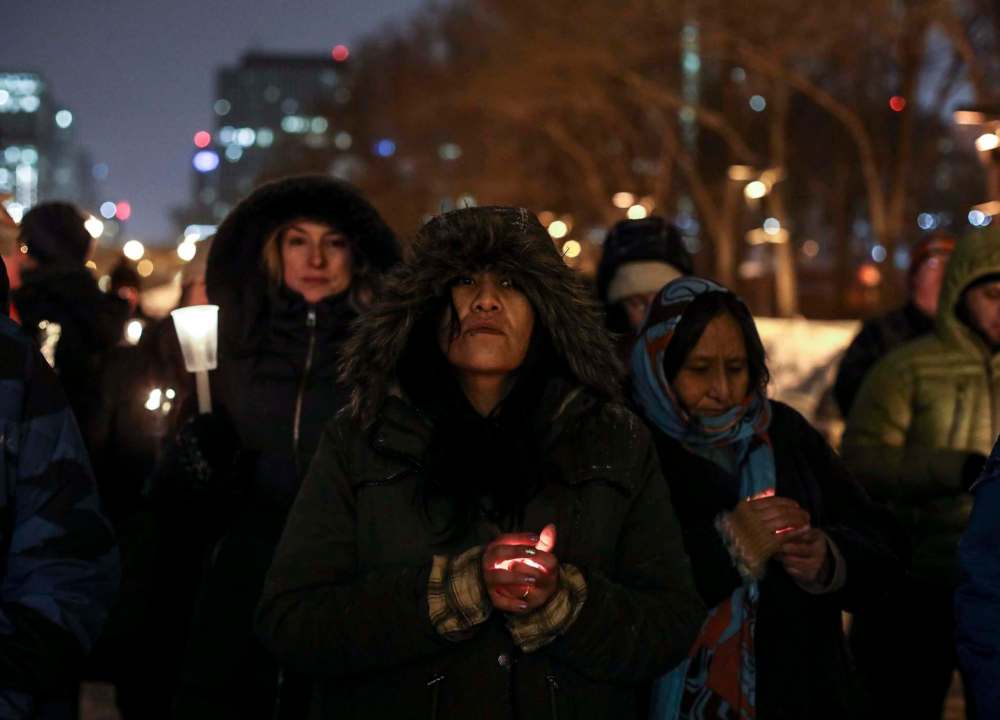Jason Franson / The Canadian Press Files
Supporters gather at a vigil in Edmonton for Colten Boushie on Feb. 10 after Gerald Stanley was acquitted in the shooting death of the young Indigenous man. It was one of scores of vigils held across Canada.