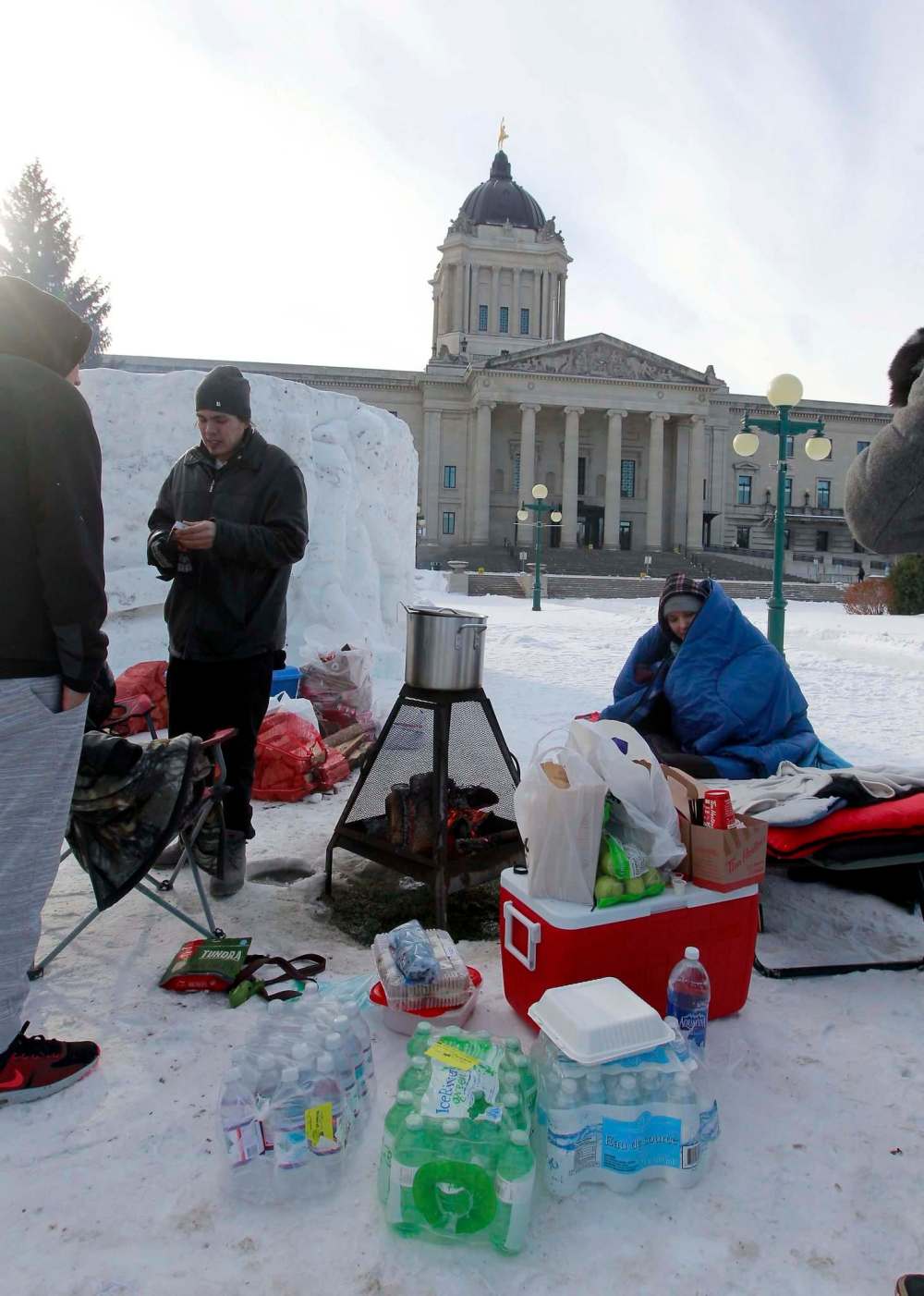 BORIS MINKEVICH / WINNIPEG FREE PRESS
Some members of the camp will take part in a protest later this morning.