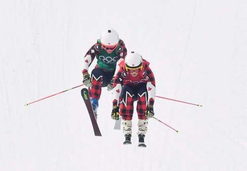 Jonathan Hayward / The Canadian Press
Canada&rsquo;s Kelsey Serwa (front) and Brittany Phelan took gold and silver, respectively, in the women&rsquo;s ski-cross final in Pyeongchang on Friday.