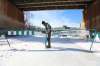 The Forks river trail staff close off the trail on the Assiniboine River at The Forks Friday. (Ruth Bonneville / Winnipeg Free Press)