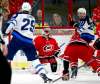 Chris Seward / Raleigh News & Observer files
The Winnipeg Jets’ Patrik Laine (left) puts the puck past Carolina Hurricanes goalie Cam Ward while Nikolaj Ehlers looks on during a game on March 4 in Raleigh, N.C.