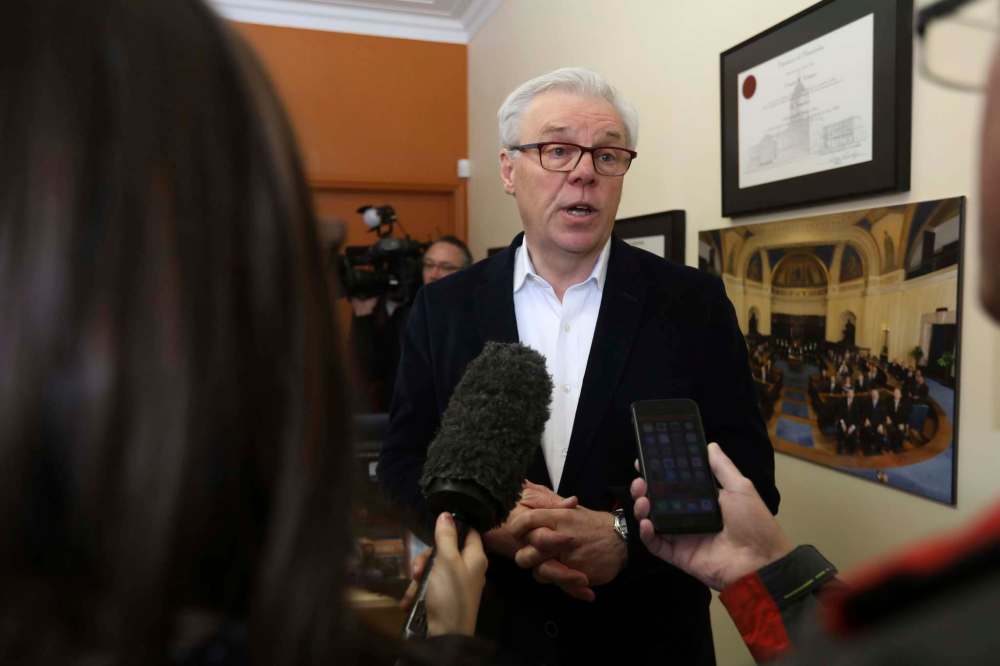 RUTH BONNEVILLE / WINNIPEG FREE PRESS
Greg Selinger, former leader of the NDP party in Manitoba, steps down from his position as MLA for St. Boniface at press conference at his office.