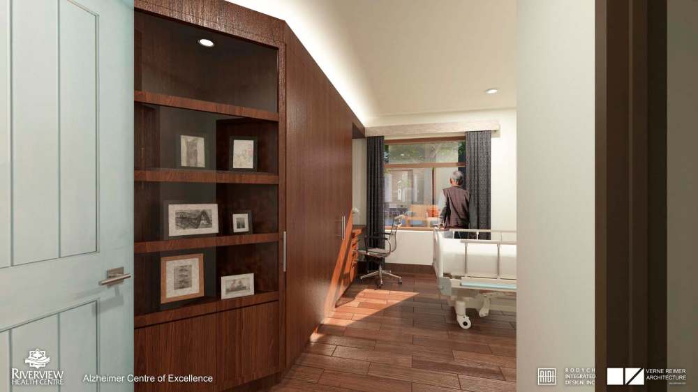 At Riverview, rooms will have special features such as different doors to help residents recognize which is theirs. (Supplied)