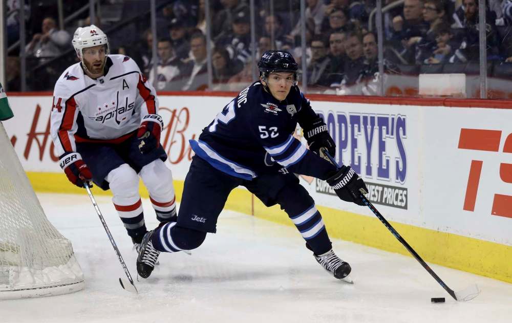 TREVOR HAGAN / THE CANADIAN PRESS FILES
Jack Roslovic finds himself relegated to the press box as a healthy scratch coming off one of his best games for the Jets this season.