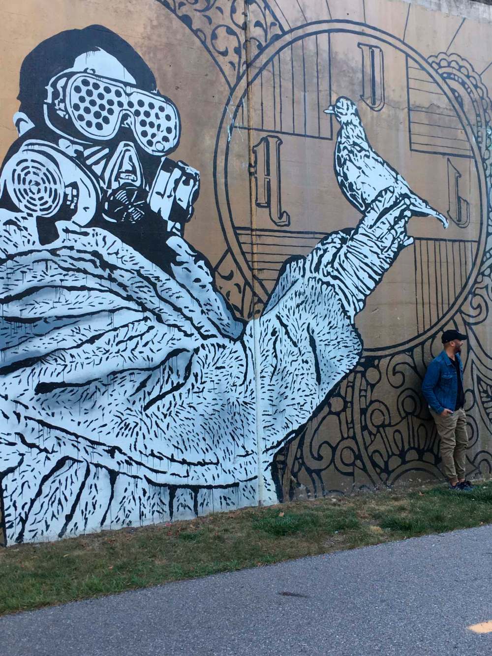 Grafitti by local artists Hygienic Dress League is displayed along the revitalized Dequindre Cut Greenway.
