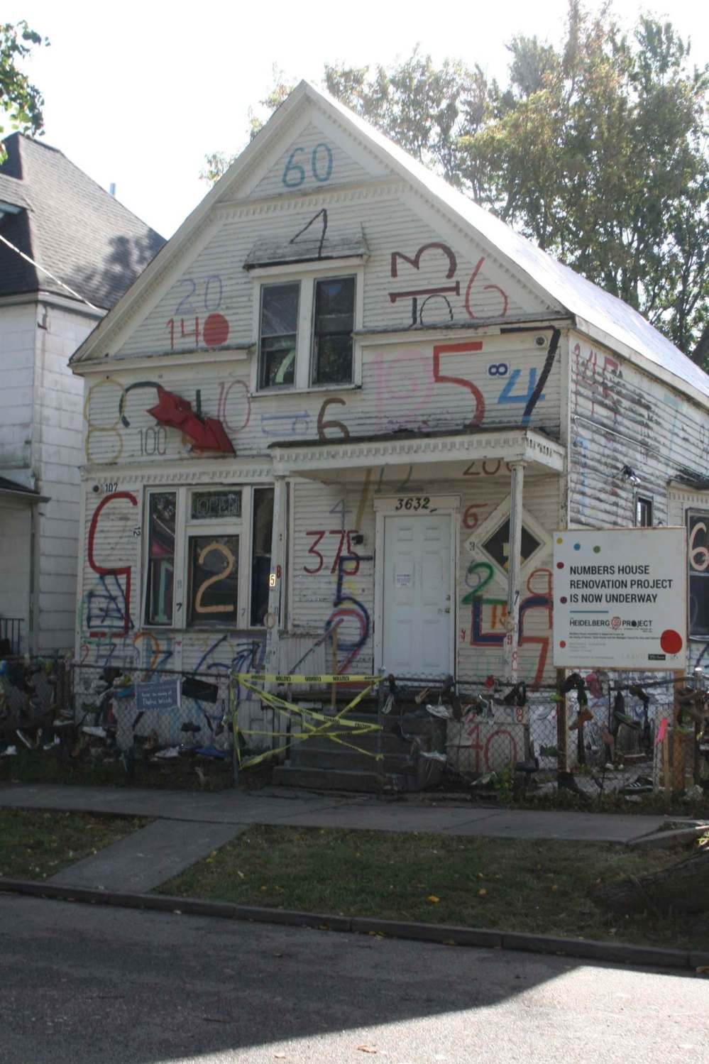 A house on Heidelberg Street is painted with colourful numbers.