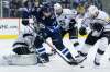 THE CANADIAN PRESS/John Woods
Winnipeg Jets' Paul Stastny can't get the shot away on Los Angeles Kings goaltender Jack Campbell during second period NHL action on Tuesday.