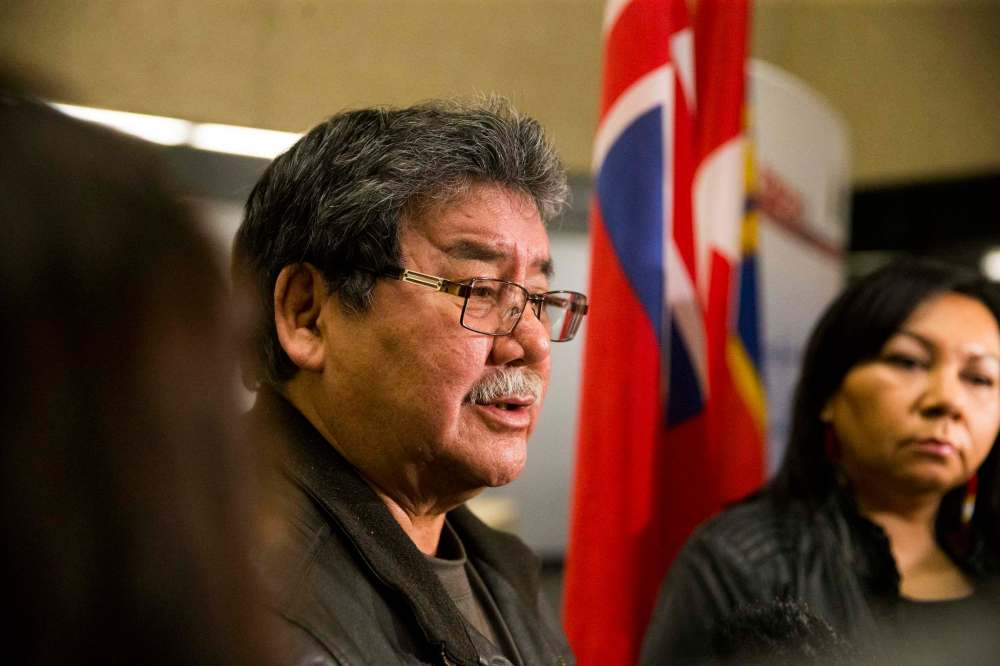 MIKAELA MACKENZIE / WINNIPEG FREE PRESS
Chief Gilbert Andrews speaks with media.