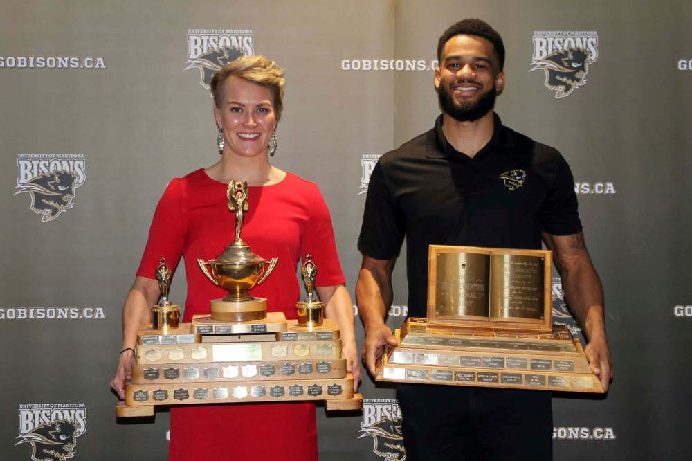Hockey player Venla Hovi and basketball player Justus Alleyn were named Bison Sports athletes of the year.