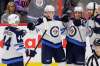 THE CANADIAN PRESS/ Patrick Doyle
Winnipeg Jets Andrew Copp (9) celebrates his goal with teammates Josh Morrissey (44), Brandon Tanev (13) and Adam Lowry (17) during first period NHL hockey action against the Ottawa Senators at the Canadian Tire Centre in Ottawa on Monday.
