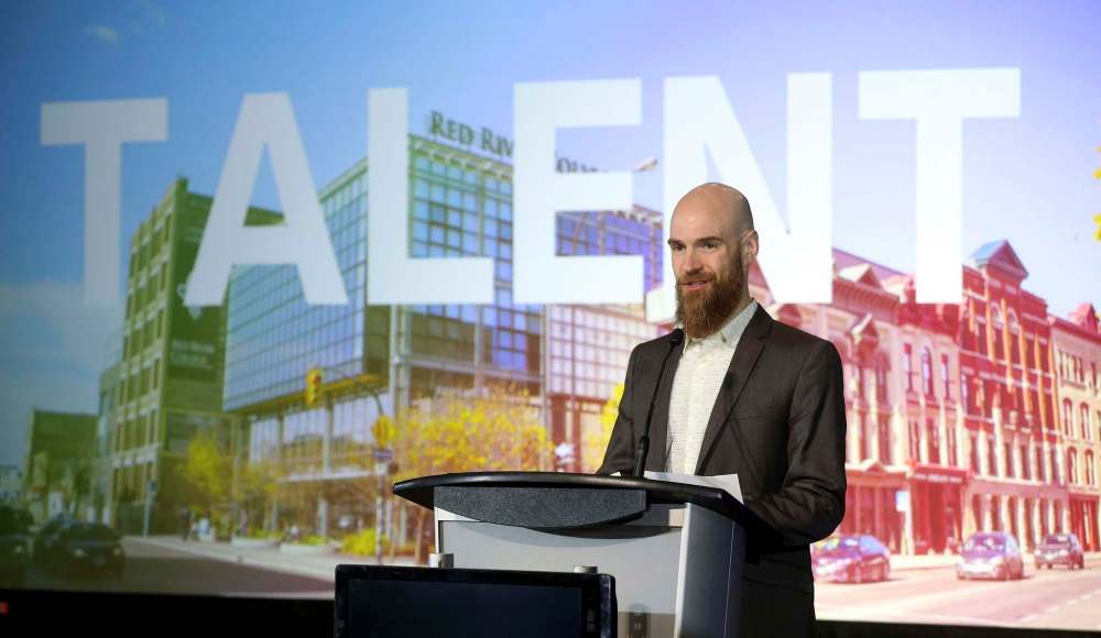 TREVOR HAGAN / WINNIPEG FREE PRESS
Ubisoft Winnipeg Managing Director Darryl Long announces upcoming plans to open a studio in Winnipeg.
