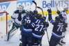 Paul Stastny, Patrik Laine, Dustin Byfuglien, Nikolaj Ehlers and Joe Morrow celebrate Stastny's goal against Minnesota Wild's goaltender Devan Dubnyk during the third period Friday night. (John Woods / The Canadian Press)