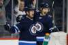 JOHN WOODS / WINNIPEG FREE PRESS
Winnipeg Jets' Matt Hendricks celebrates a goal with Joel Armia in February. Hendricks was in the lineup Friday for the first time in several weeks due to an undisclosed illness to left winger Nikolaj Ehlers.