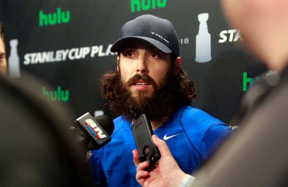 BORIS MINKEVICH / WINNIPEG FREE PRESS
Forward Mathieu Perreault informed the media on Friday he is healthy and could have played in Game 4. That seems to be at odds with what head coach Paul Maurice is saying.