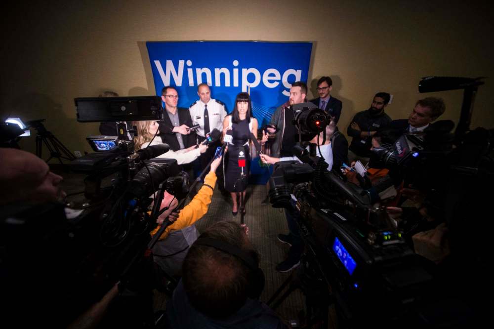 MIKAELA MACKENZIE / WINNIPEG FREE PRESS
Dayna Spiring, president and CEO of Economic Development Winnipeg announces a new ticketing policy for the whiteout street party this Saturday in Winnipeg on Friday.
