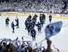 JOHN WOODS / WINNIPEG FREE PRESS
Winnipeg Jets salute their fans after losing game five and the NHL Western Conference Final against the Vegas Golden Knights in Winnipeg on Sunday, May 20, 2018.