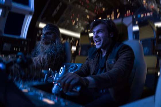 Walt Disney StudiosAlden Ehrenreich (right) plays Han Solo and Joonas Suotamo is Chewbacca in Solo: A Star Wars Story.