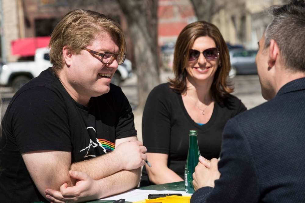 Lindsay Reid photo
Michael Falk (left) is artistic director of the TD Winnipeg International Jazz Festival. He remembers getting drenched at the Winnipeg Folk Festival when he was a kid.