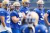 THE CANADIAN PRESS/John Woods
New addition to the Winnipeg Blue Bombers Adam Bighill, second from left, watches drills at training camp in Winnipeg Thursday.