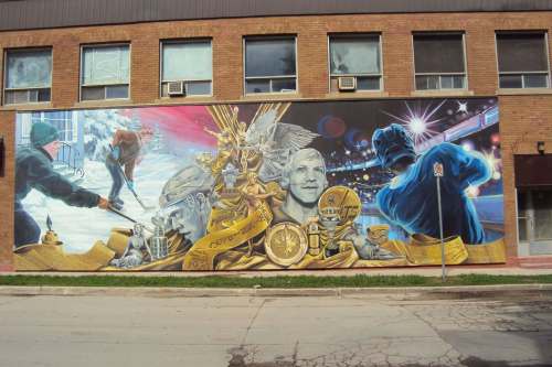 SUPPLIED
One mural on the West End BIZ tour is called Power Play and depicts the Jets&rsquo; return.