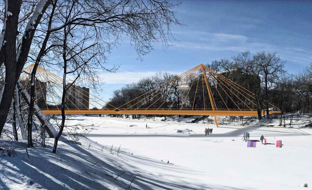 SUPPLIED
One of the preliminary designs for a pedestrian bridge over the Assiniboine River to connect Osborne Village to downtown via McFadyen Park and Fort Rouge Park.