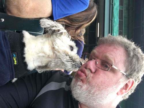 SUPPLIED
Doug Speirs and his dog Juno enjoy a smooch at Bark in the Park.