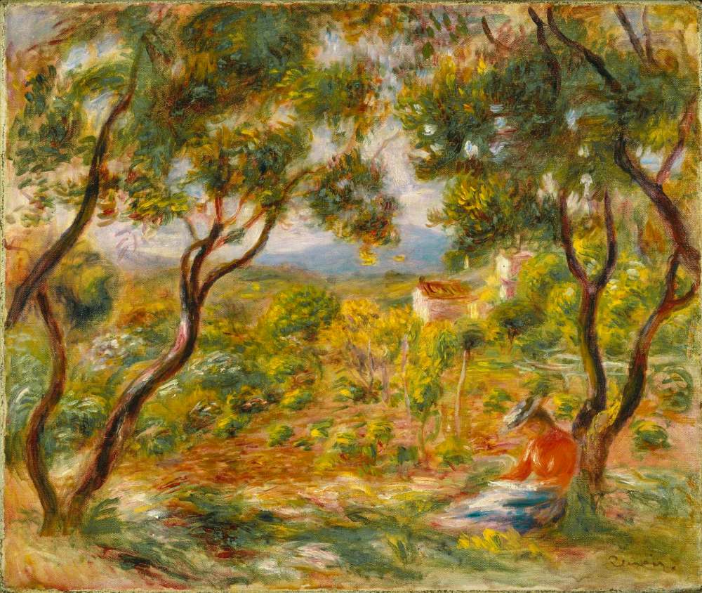 Pierre-Auguste Renoir
The Vineyards at Cagnes, 1908.
Oil on canvas, 46.4 x 55.2 cm.
Brooklyn Museum.
Gift of Colonel and Mrs. Edgar W. Garbisch, 51.219.