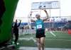 ANDREW RYAN / WINNIPEG FREE PRESS
Men's marathon winner Corey Gallagher crosses the finish in 02:37:47.