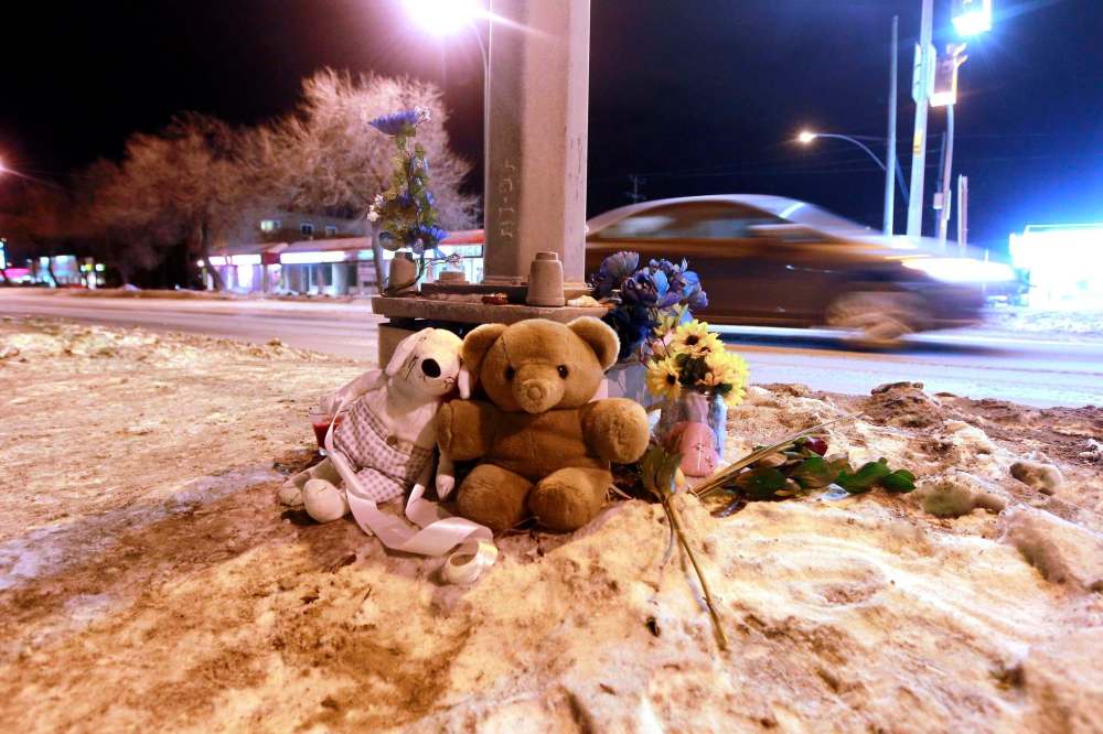 The crosswalk where Surafiel Musse Tesfamariam was struck and killed in February will have eye-level warning lights installed to help improve safety. (Boris Minkevich / Winnipeg Free Press Files)