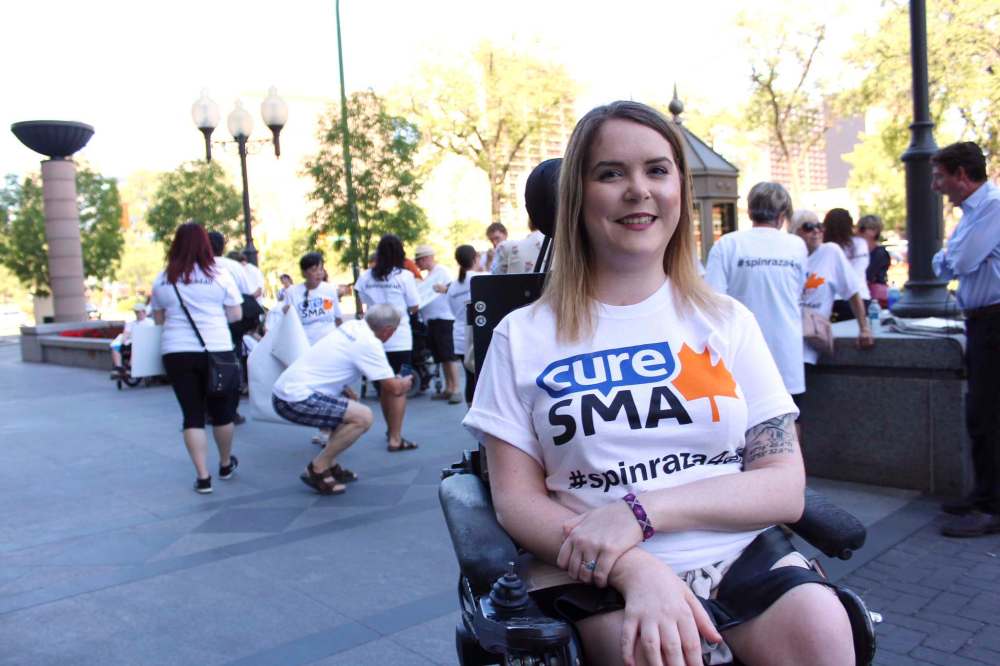 Micaela Evans has spinal muscular atrophy and wants access to Spinraza medication, which has helped her friends in the U.S. regain strength. The drug has been approved in 37 other countries and shown signs of helping slow symptoms of the muscle-wasting disease. (Jessica Botelho-Urbanski / Winnipeg Free Press)