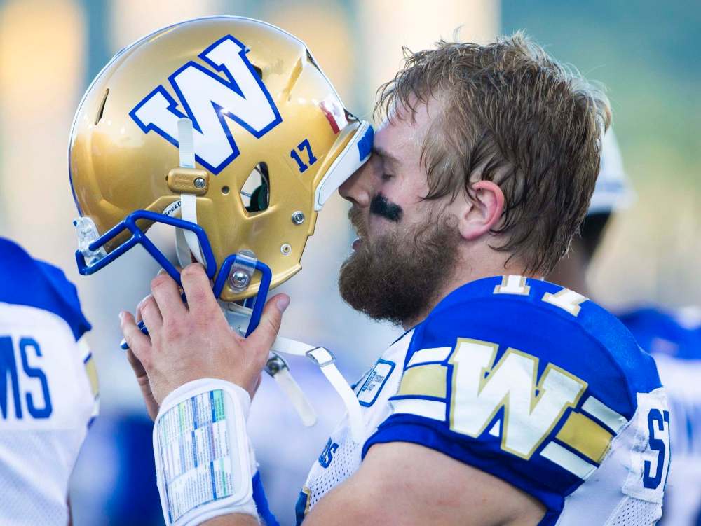 Bombers' quarterback Chris Streveler went 17-for-28 for 146 yards, oversaw six consecutive two-and-out possessions and his longest completion was a 15-yarder to Weston Dressler. (Peter Power / The Canadian Press)