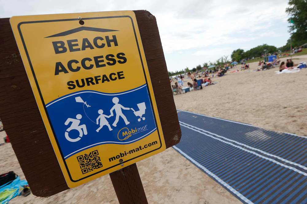 JOHN WOODS / WINNIPEG FREE PRESS
Beach access mat at Bird's Hill Park beach Monday, July 3, 2017.