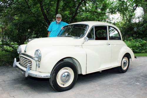 George Siamandas found his 1958 Morris Minor 1000 in the 1980s poking out of a lean-to in a River Heights back lane. Fortunately for him, the owner at the time was looking to sell it. (Larry D&rsquo;Argis photos / Winnipeg Free Press)