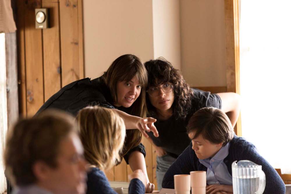Desiree Akhavan (right, in glasses) directing The Miseducation of Cameron Post.