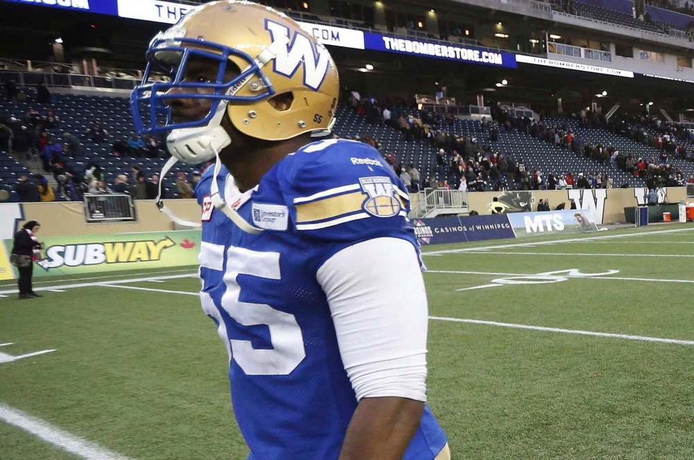 Jamaal Westerman's local fans won't be seeing him in the familiar blue and gold on Friday. (John Woods / The Canadian Press Files)