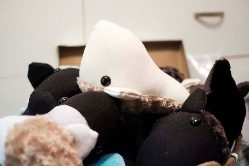 Daniel Crump / Winnipeg Free Press
A pile of nearly completed Wendi Whales.