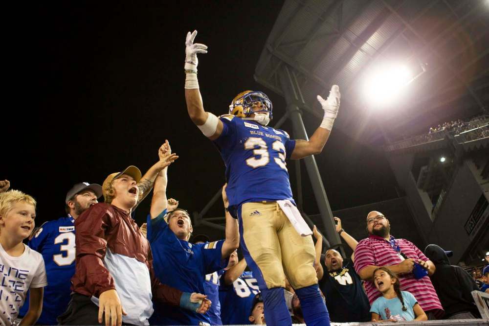 ANDREW RYAN / WINNIPEG FREE PRESS files
Blue Bombers running back Andrew Harris is currently the straw stirring the team’s drink, as he leads the league in carries (155) and yardage (963).